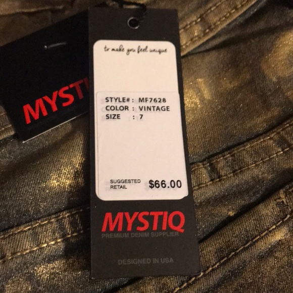 Mystiq Denim Womens/juniors gold metallic jeans - Picture 4 of 8